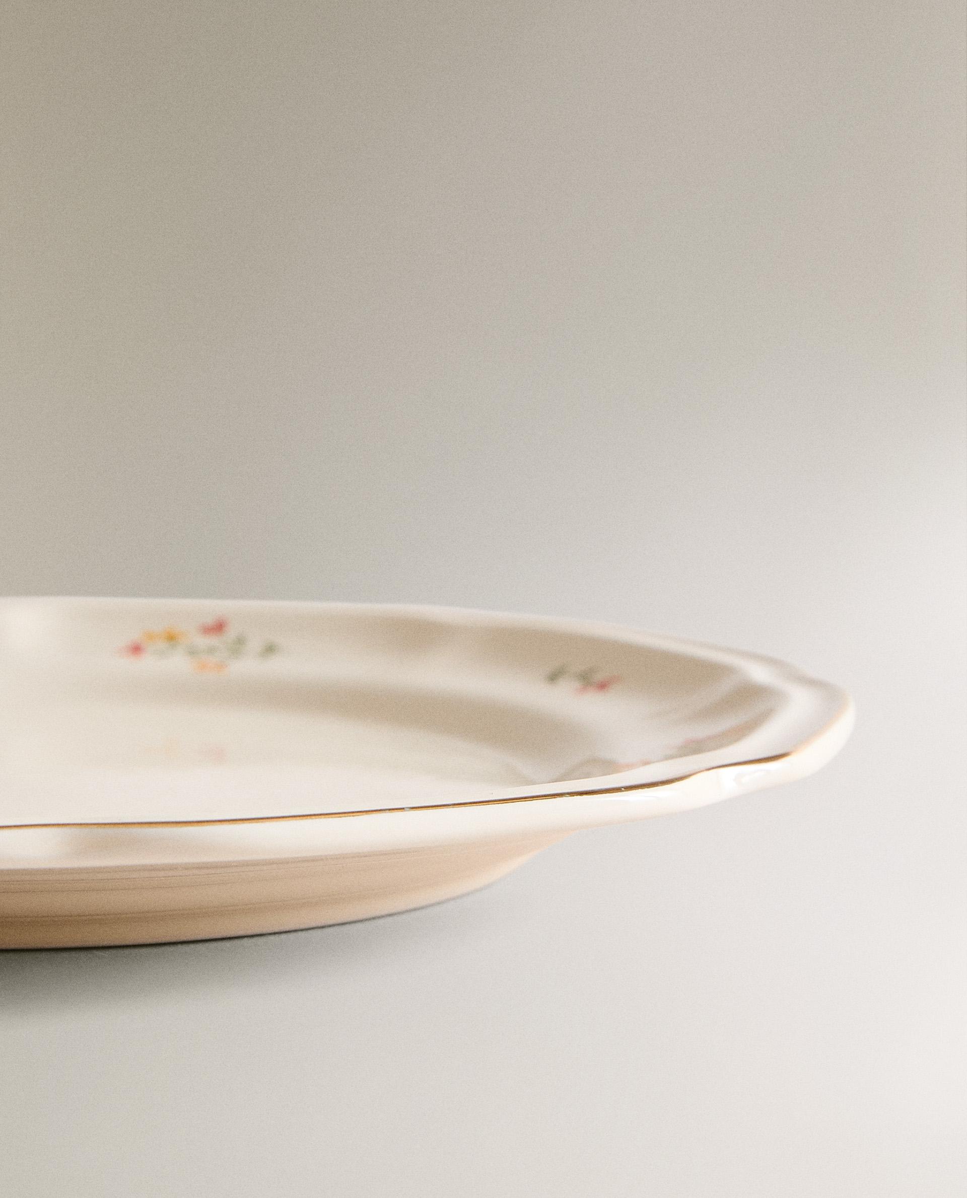PORCELAIN DESSERT PLATE WITH FLORAL PRINT product thumbnail 7