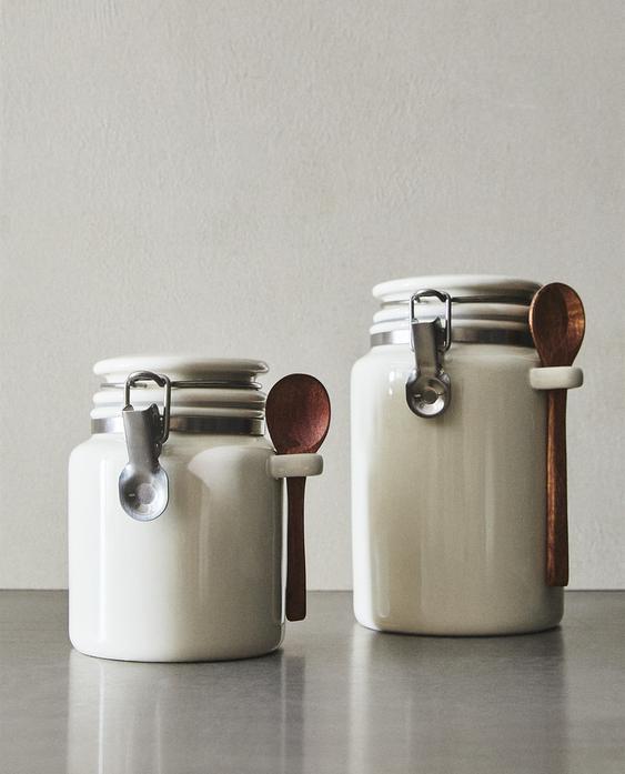 CERAMIC JAR WITH SPOON CERAMIC JAR WITH SPOON