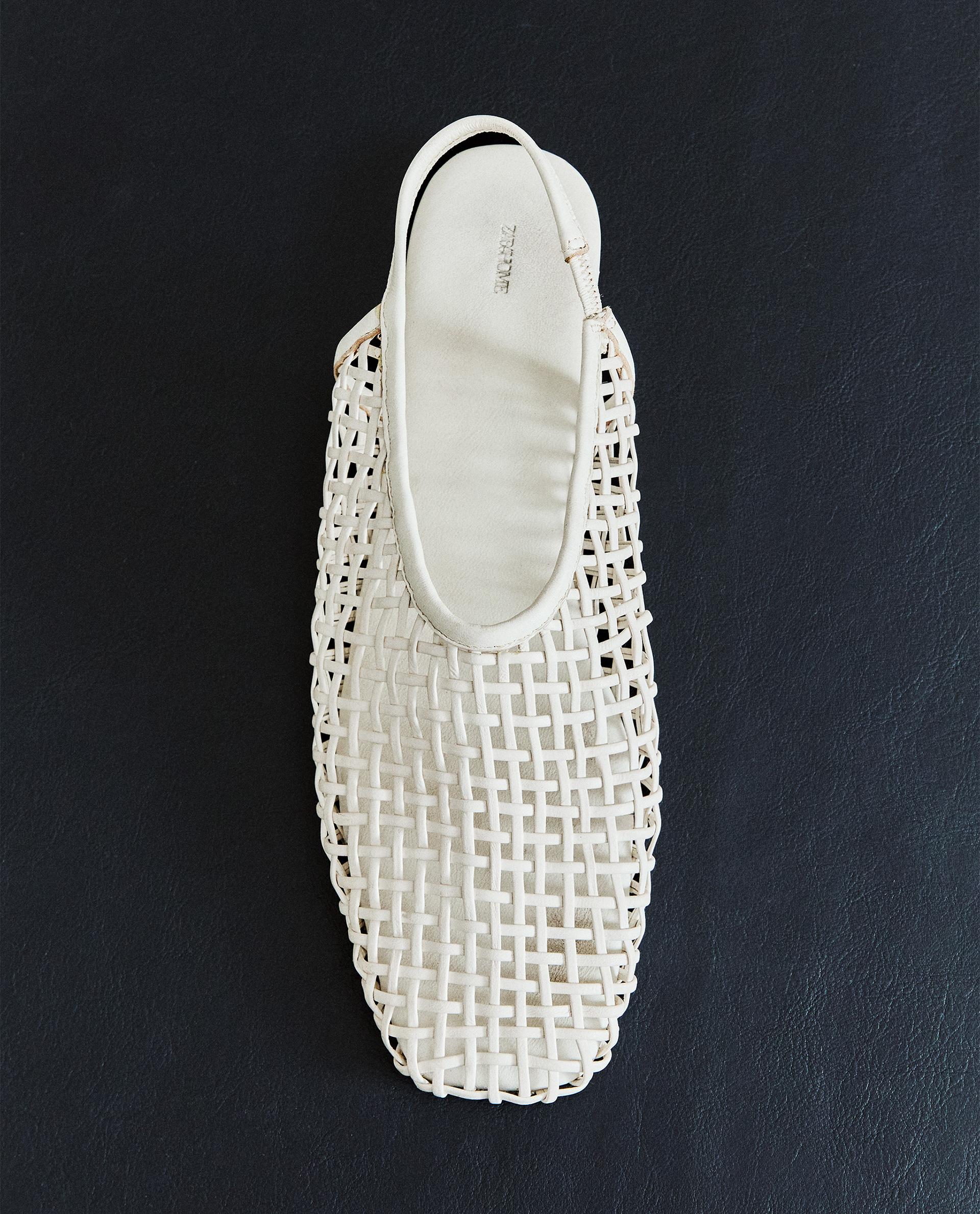 BRAIDED LEATHER SLINGBACK BALLET FLATS | Zara Home Canada