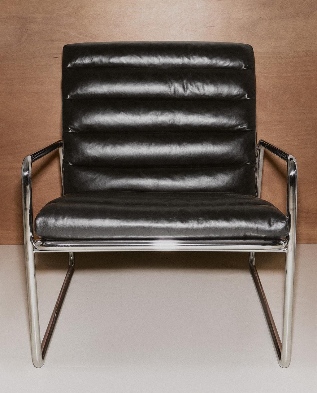 METAL AND LEATHER ARMCHAIR