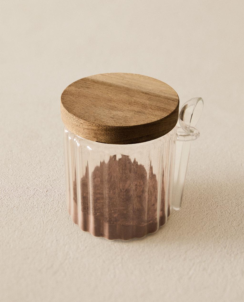 SLADKORNICA IZ BOROSILIKATNEGA STEKLA IN LESA