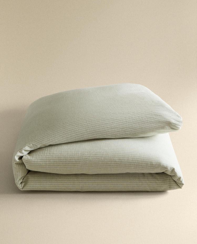 STRIPED LINEN AND COTTON DUVET COVER