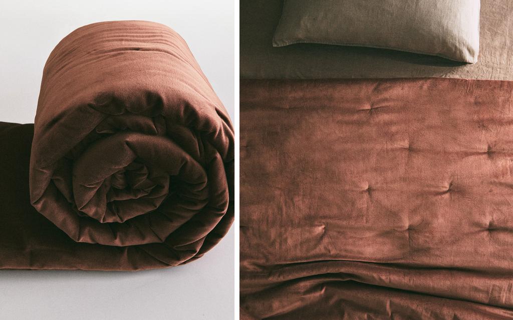 Velvet quilted quilt