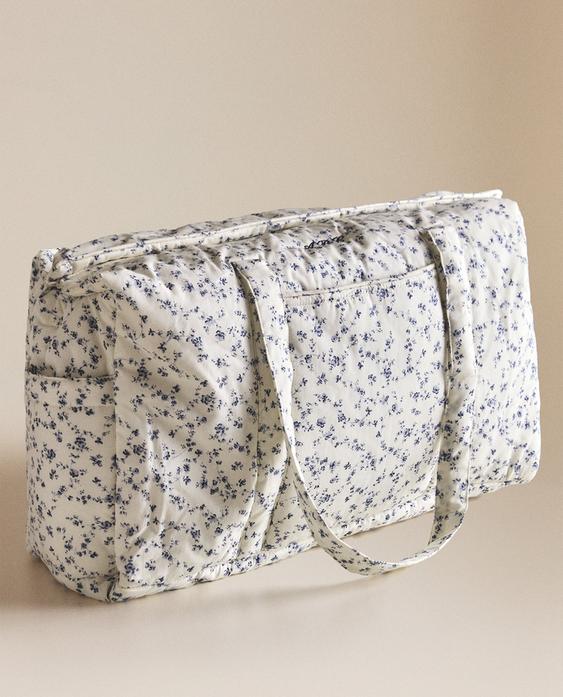 ХЛОПКОВАЯ СУМКА ДЛЯ МАМЫ С ГОЛУБЫМИ ЦВЕТАМИ