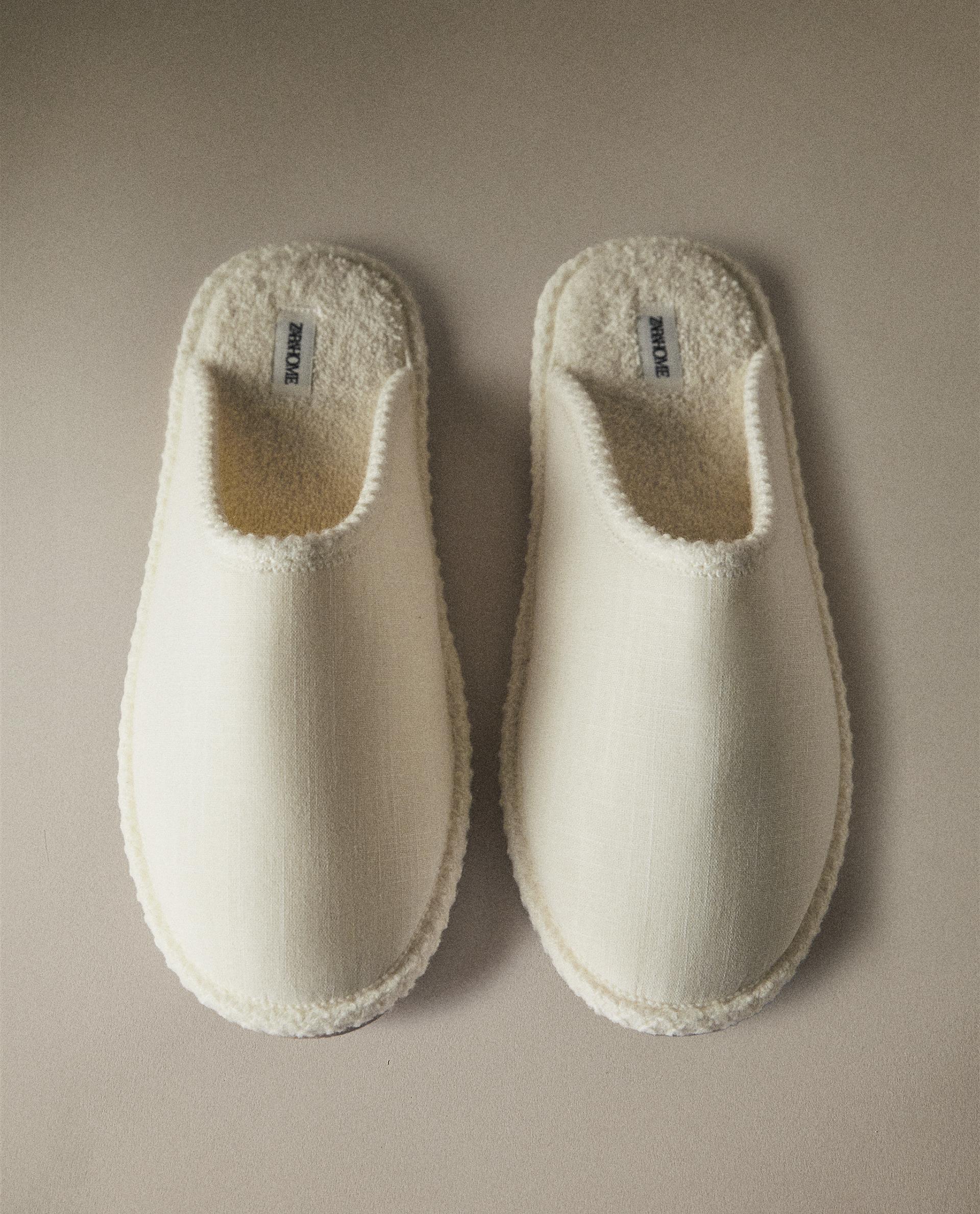 Zara white shops slippers