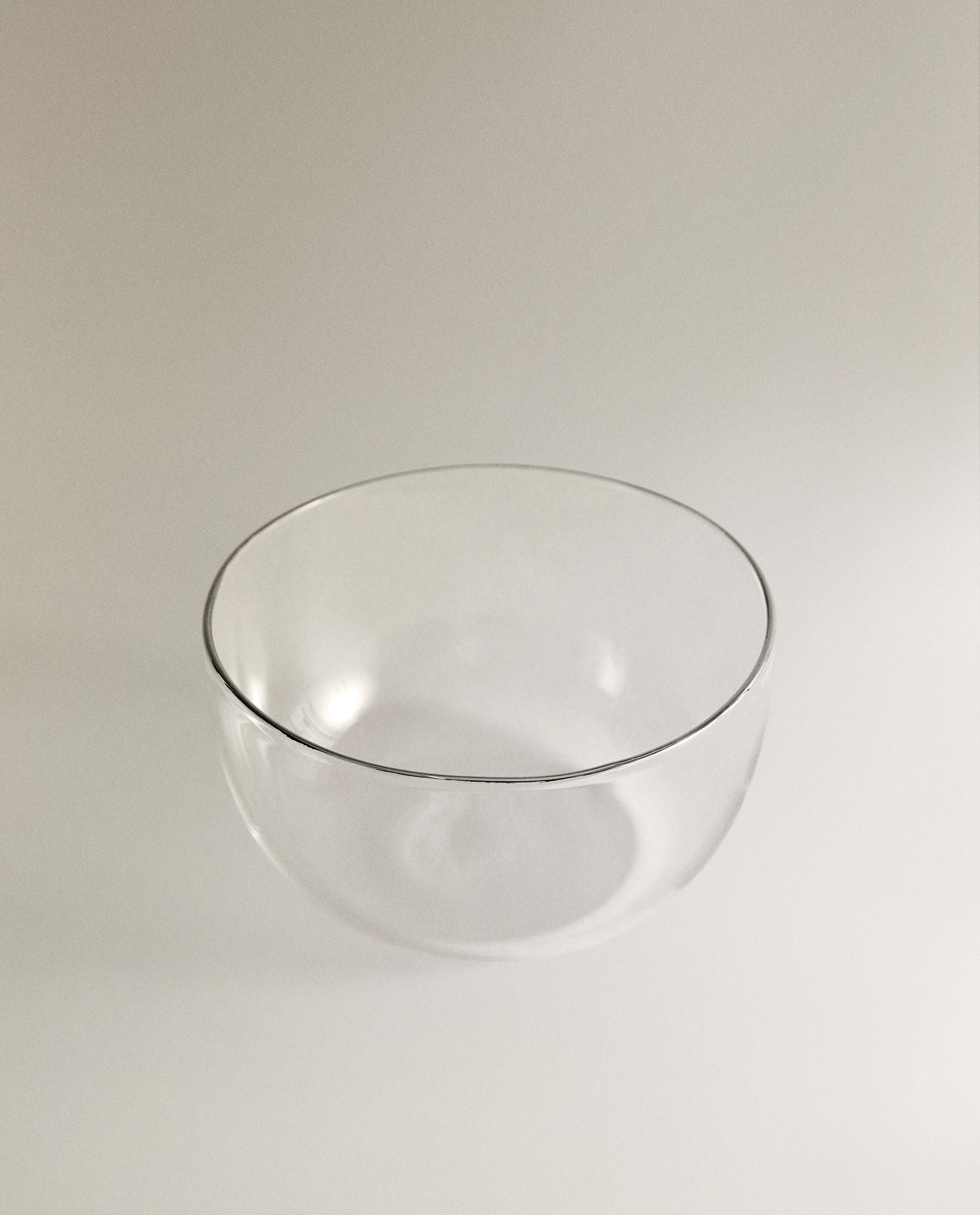 BOROSILICATE GLASS BOWL WITH SILVER RIM product thumbnail 6