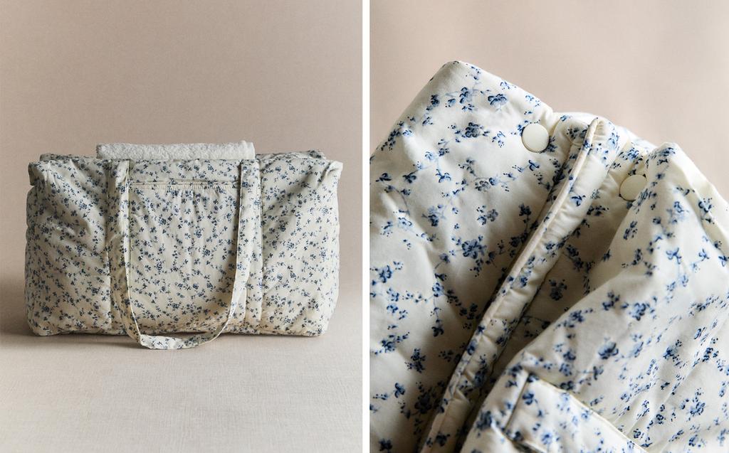 COTTON BLUE FLOWER DIAPER BAG COTTON BLUE FLOWER DIAPER BAG