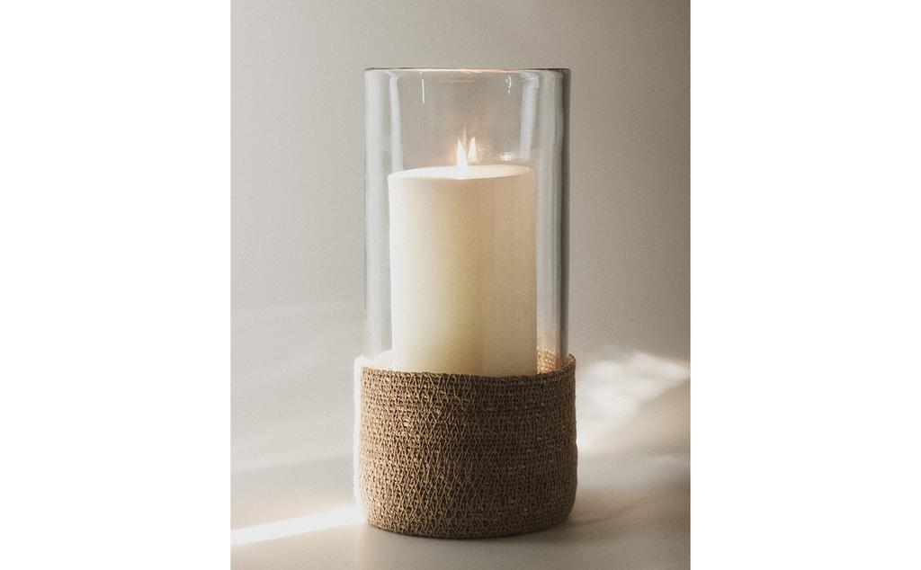 GLASS AND JUTE LANTERN GLASS AND JUTE LANTERN