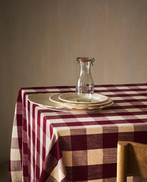 LARGE CHECK COTTON TABLECLOTH
