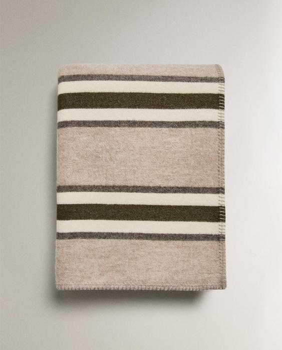 STRIPED WOOL BLEND BLANKET STRIPED WOOL BLEND BLANKET
