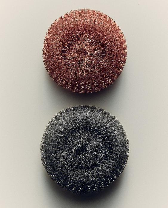 طقم ليفة جلي ستيل مقاوم للصدأ (طقم 2 قطعة)