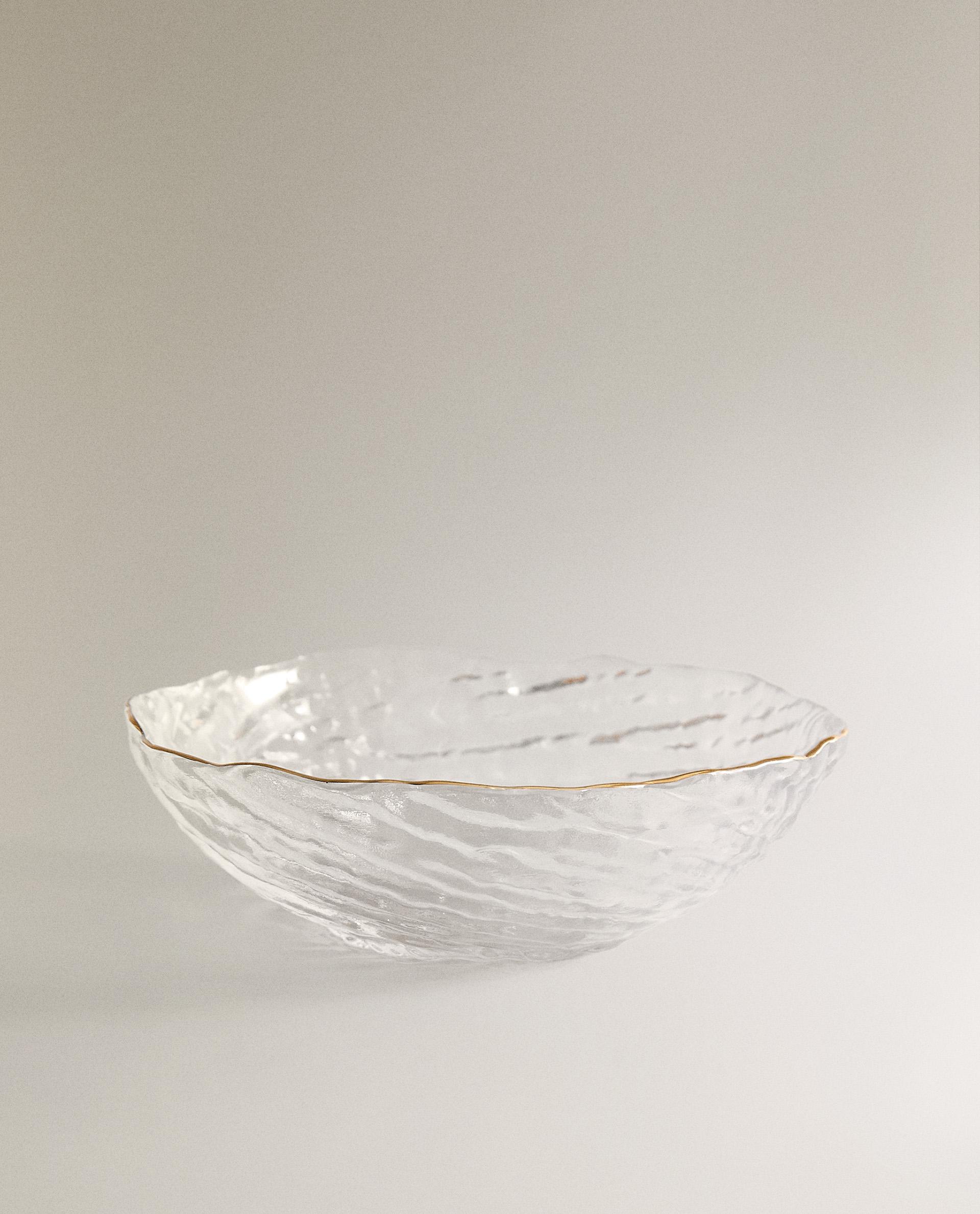 GLASS BOWL WITH GOLD RIM