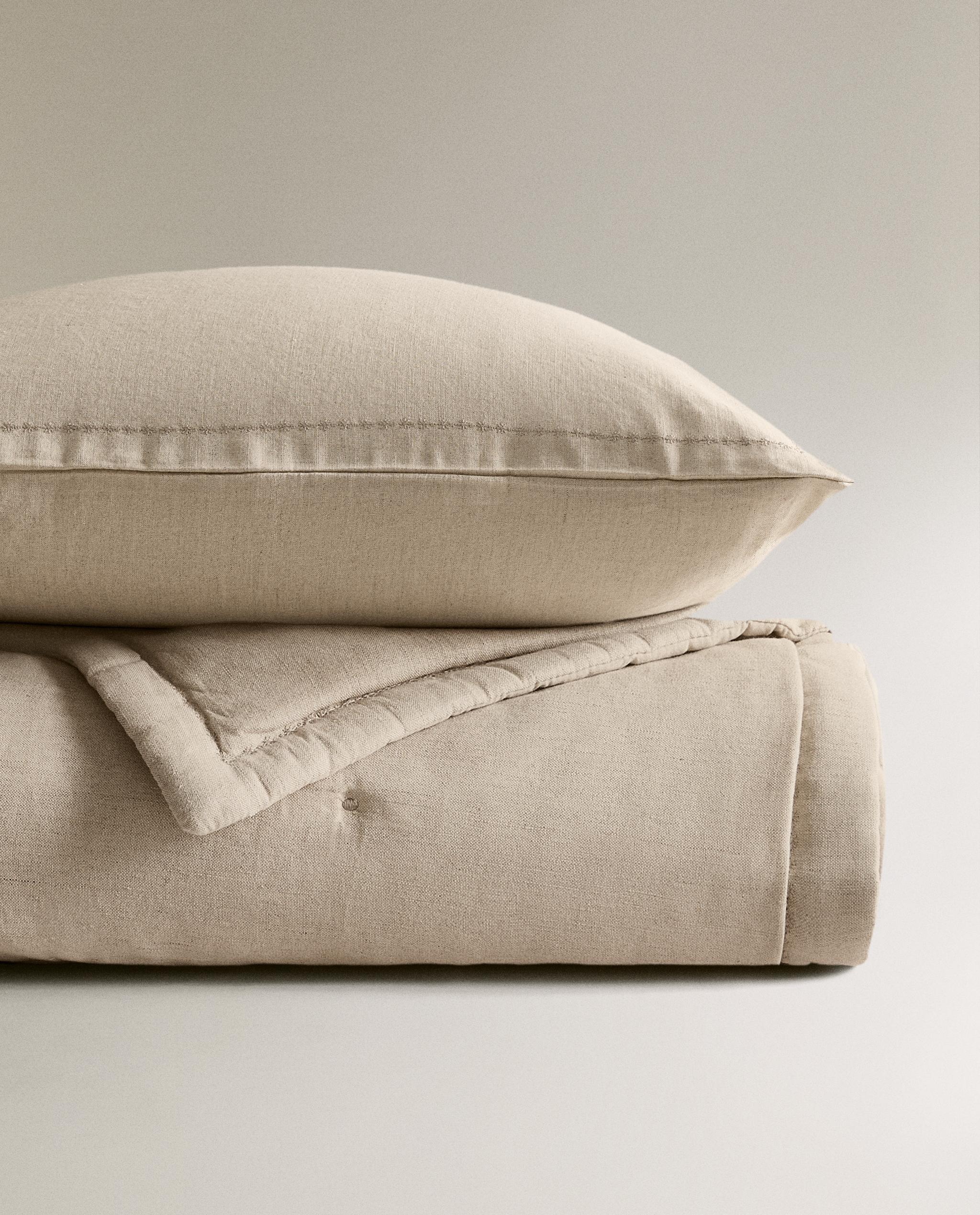 ザラホーム キルト ベットカバー ブラック リネン キルトベッドカバー ポイント | Zara Home 日本/Japan