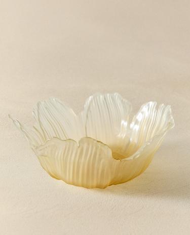 FLOWER-SHAPED GLASS SALAD BOWL