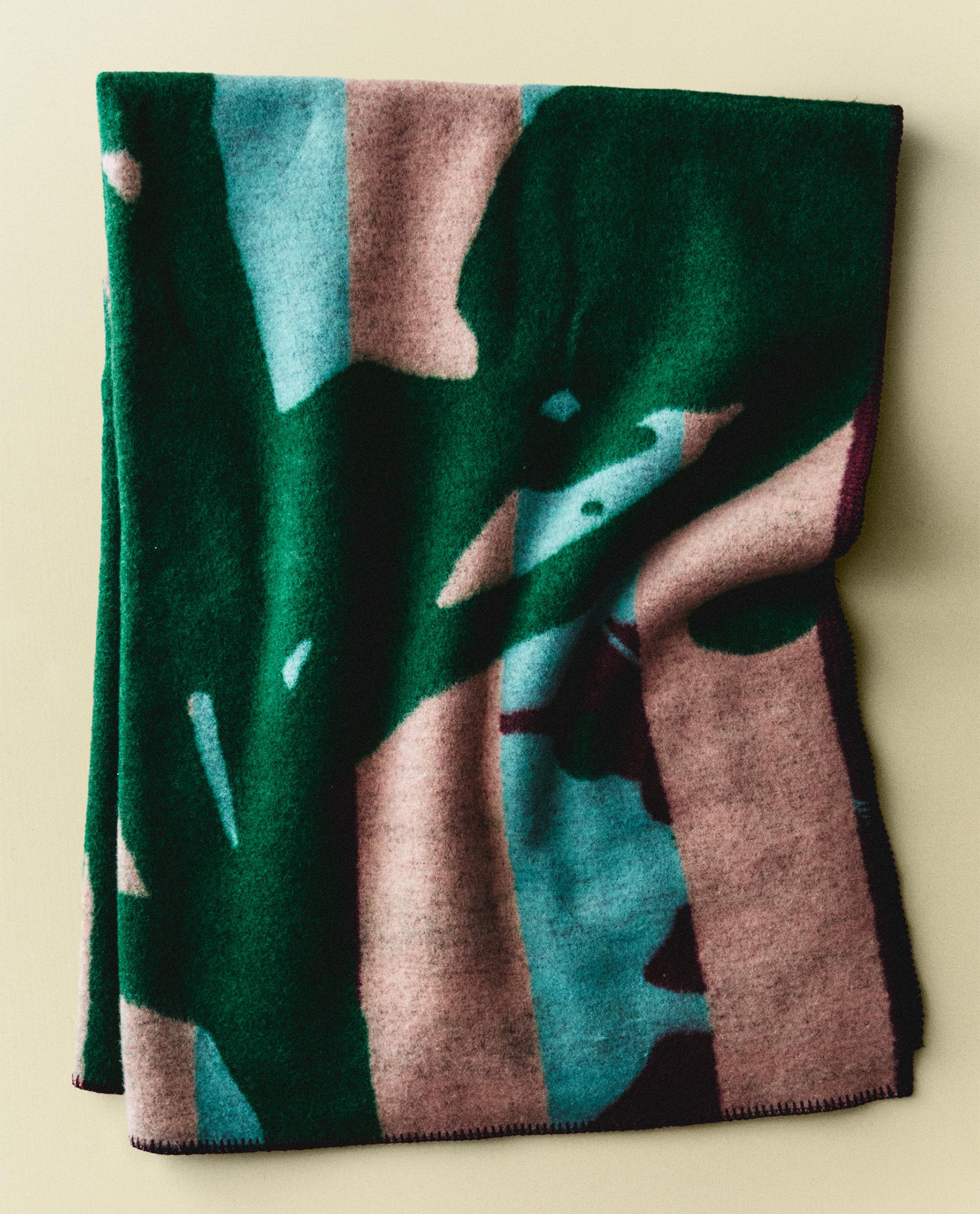 STRIPED BRANCH WOOL BLEND THROW X COLLAGERIE