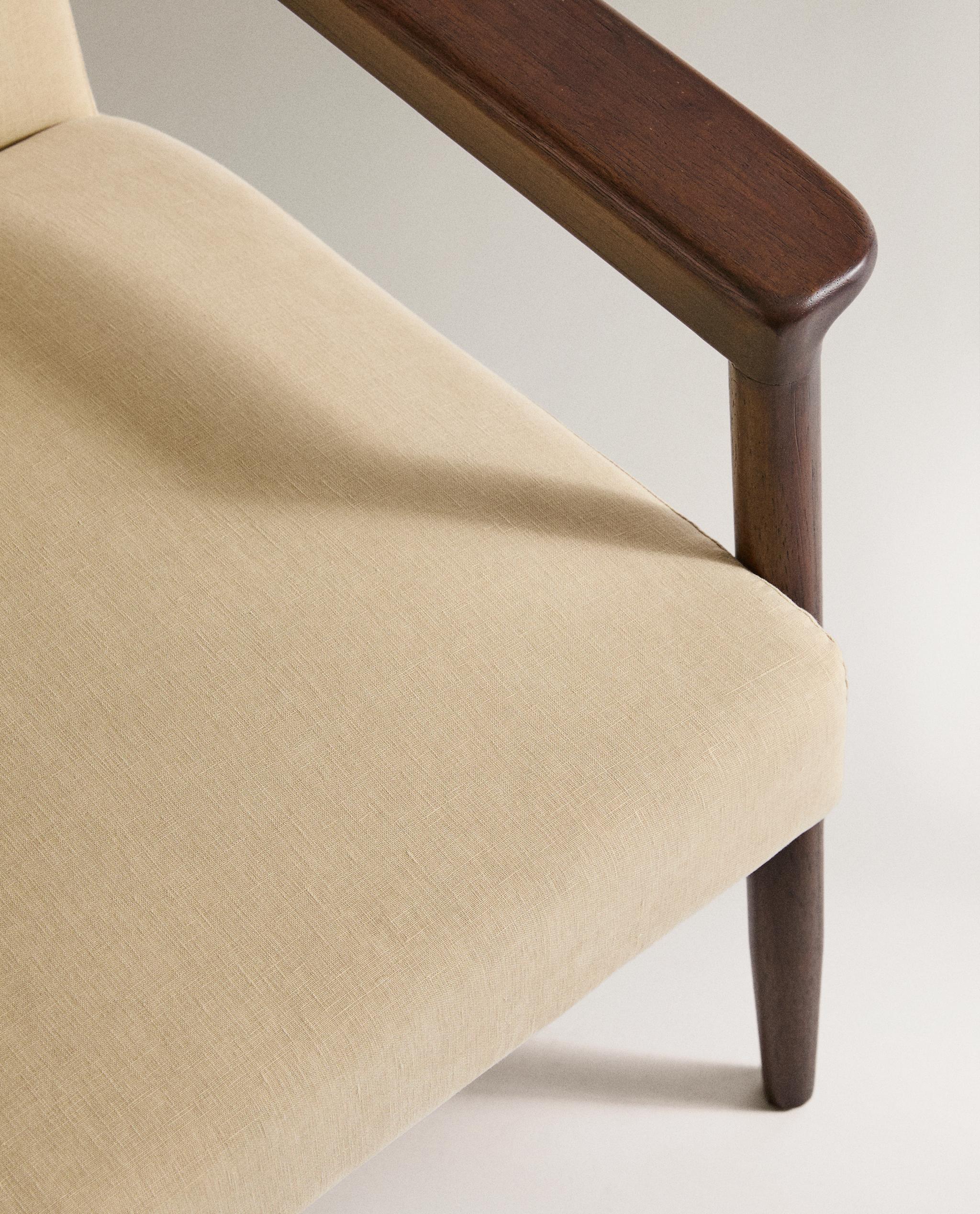 WOOD AND LINEN ACCENT CHAIR product thumbnail 6