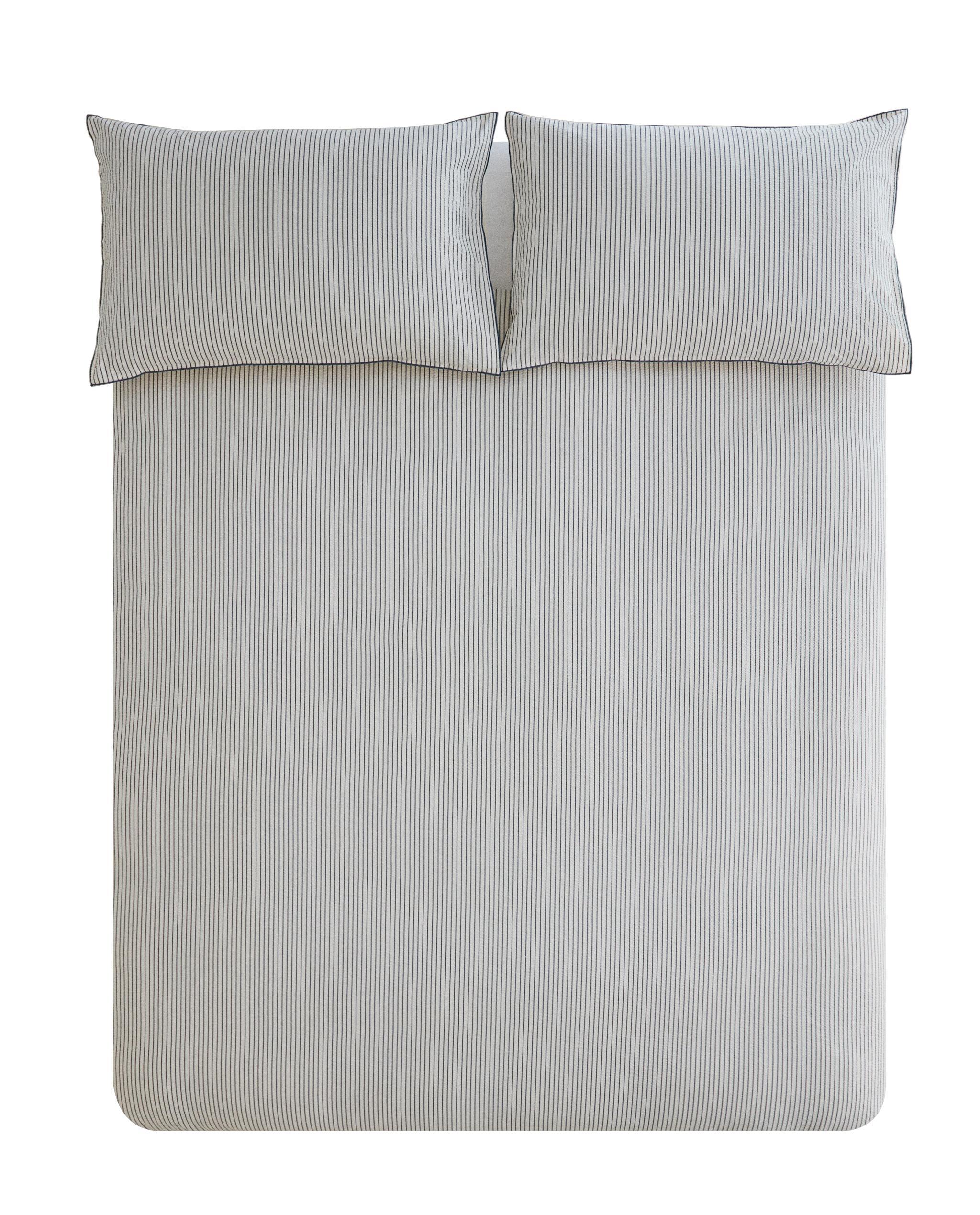 STRIPED SEERSUCKER DUVET COVER WITH PIPING product thumbnail 4