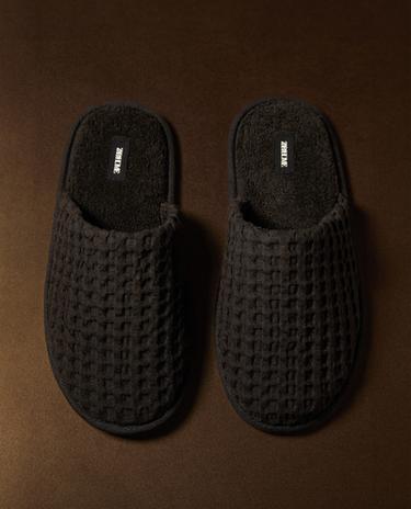 WAFFLE-KNIT SLIPPERS