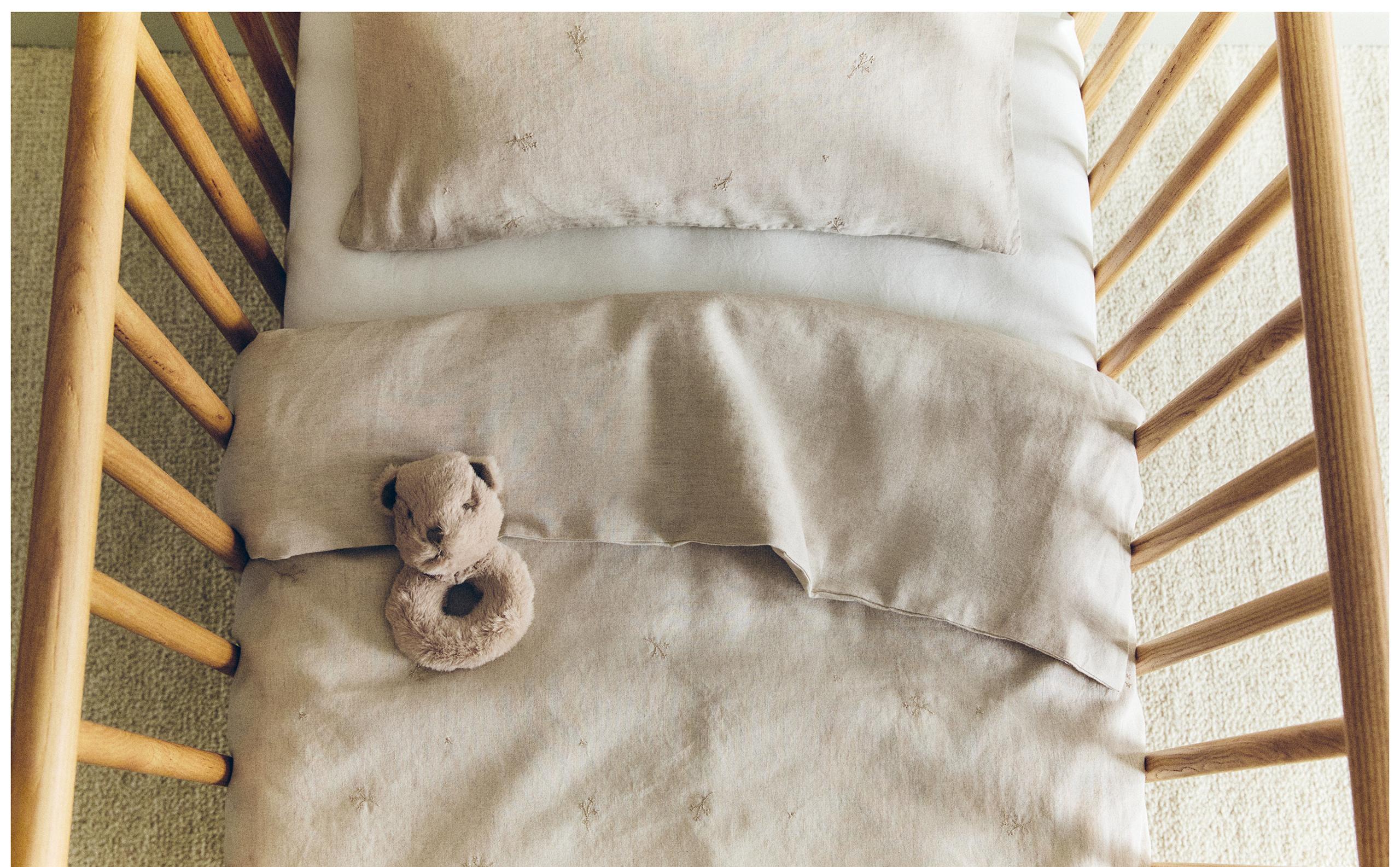 CHILDREN’S LINEN DUVET COVER WITH FLORAL EMBROIDERY