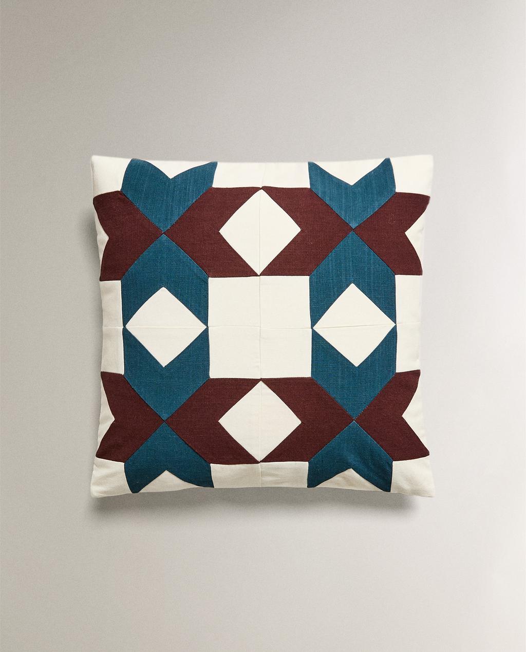 QUILTED PATCHWORK THROW PILLOW COVER