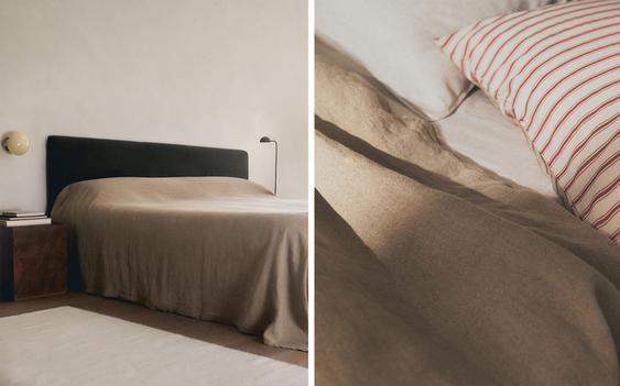 UNIFARBENE TAGESDECKE AUS LEINEN MIT WASHED-LOOK
