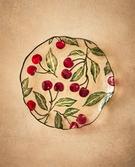 GLASS DESSERT PLATE WITH CHERRIES