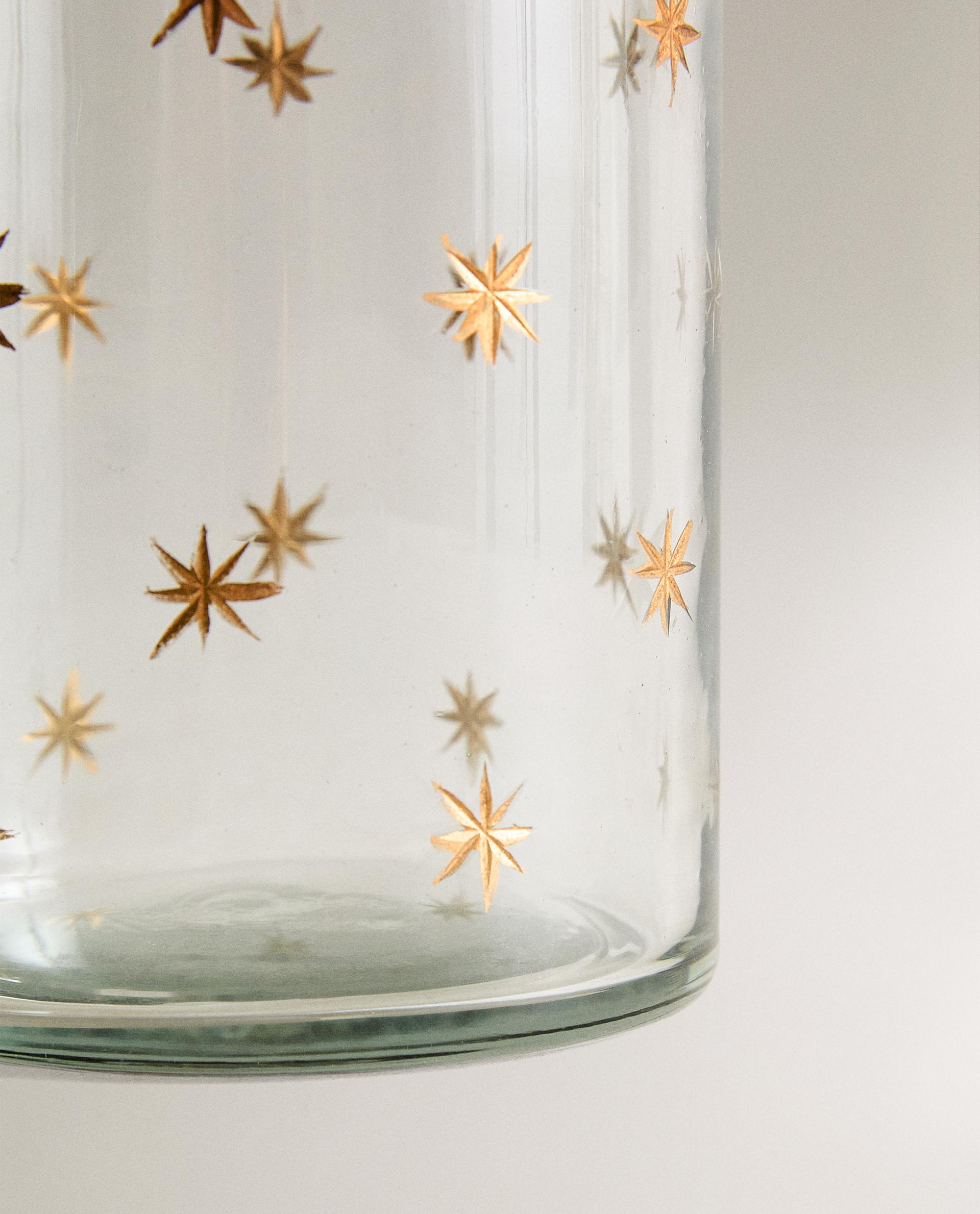 CHRISTMAS STARS GLASS TEALIGHT HOLDER