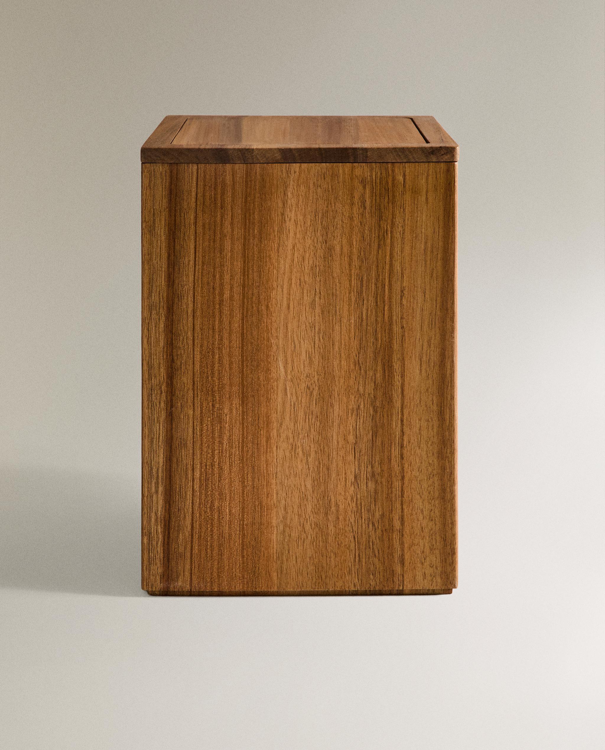 LARGE WOODEN SQUARE BATHROOM TRASH CAN | Zara Home United States