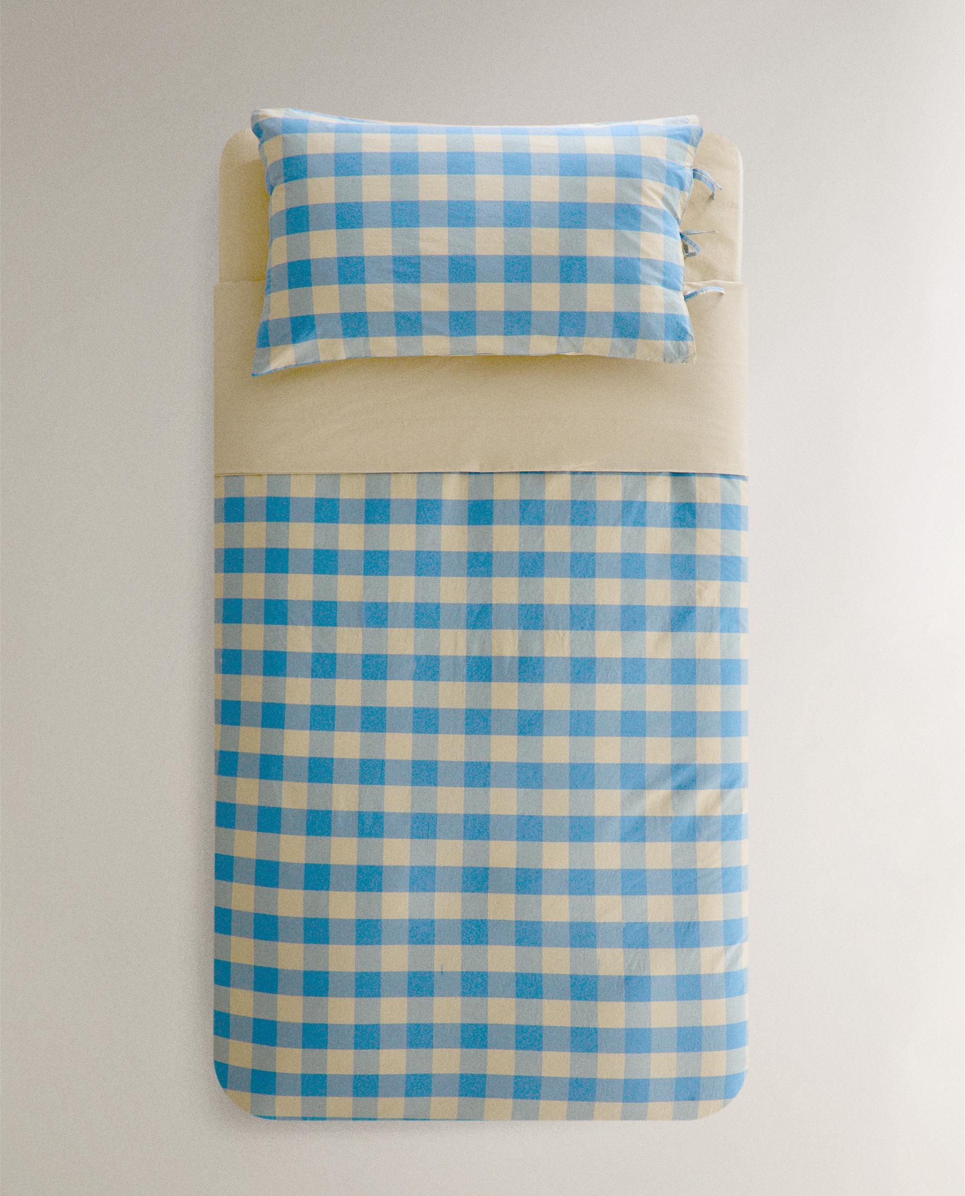 CHILDREN'S REVERSIBLE CHECK DUVET COVER