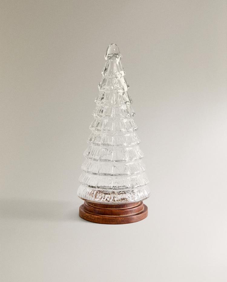 LARGE GLASS LIGHT-UP CHRISTMAS TREE DECORATION