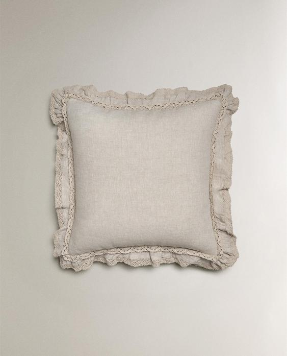 POSZEWKA NA PODUSZKĘ DEKORACYJNĄ Z LNU Z KORONKĄ POSZEWKA NA PODUSZKĘ DEKORACYJNĄ Z LNU Z KORONKĄ