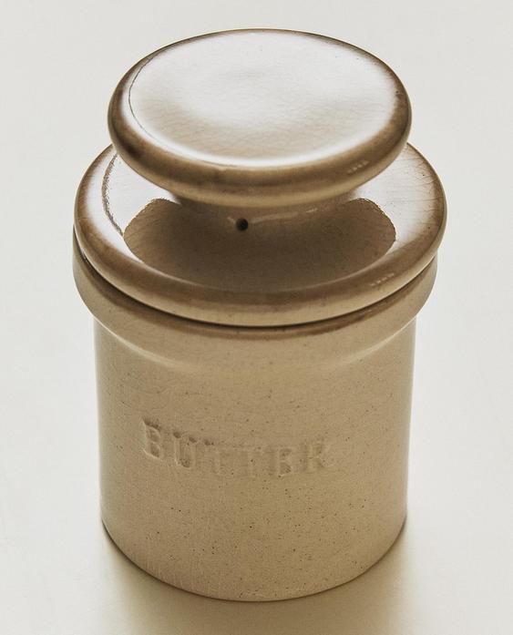 وعاء زبدة أسطواني خزف حجري