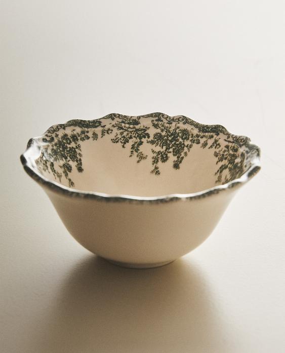 FLORAL EARTHENWARE SNACK BOWL