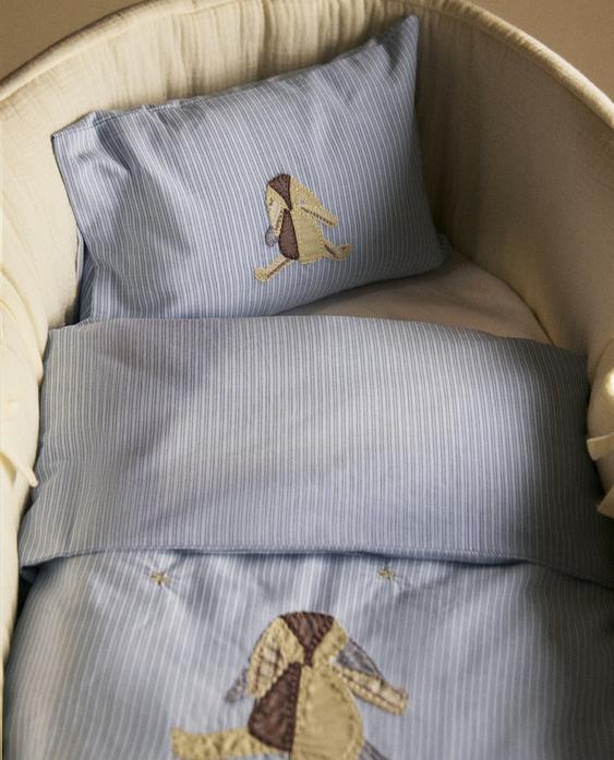 RABBIT COTTON MINI COT SHEET SET