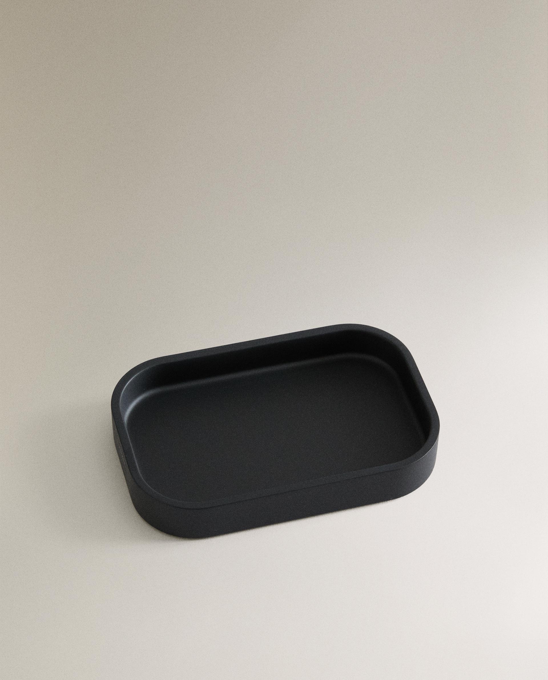 BLACK RESIN BATHROOM SOAP DISH