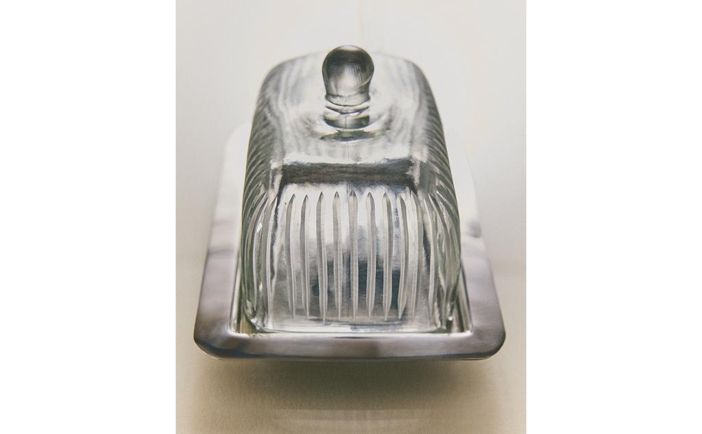 MANTEQUILLERA VIDRIO Y ACERO INOXIDABLE