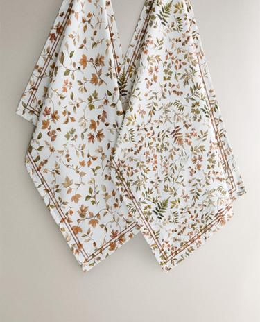 CONJUNTO DE PANOS DE PRATO DE ALGODÃO COM FOLHAS (CONJUNTO DE 2)