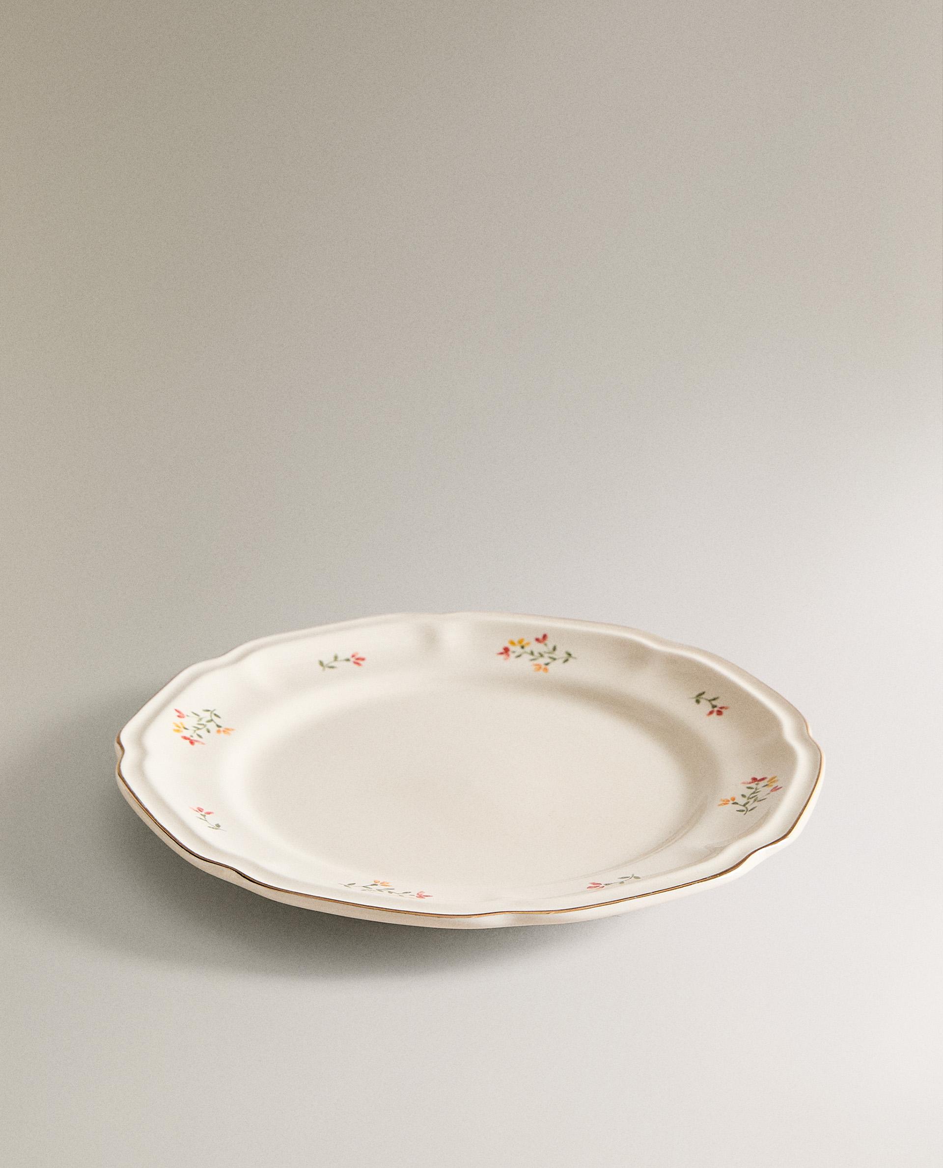 PORCELAIN DESSERT PLATE WITH FLORAL PRINT product thumbnail 3