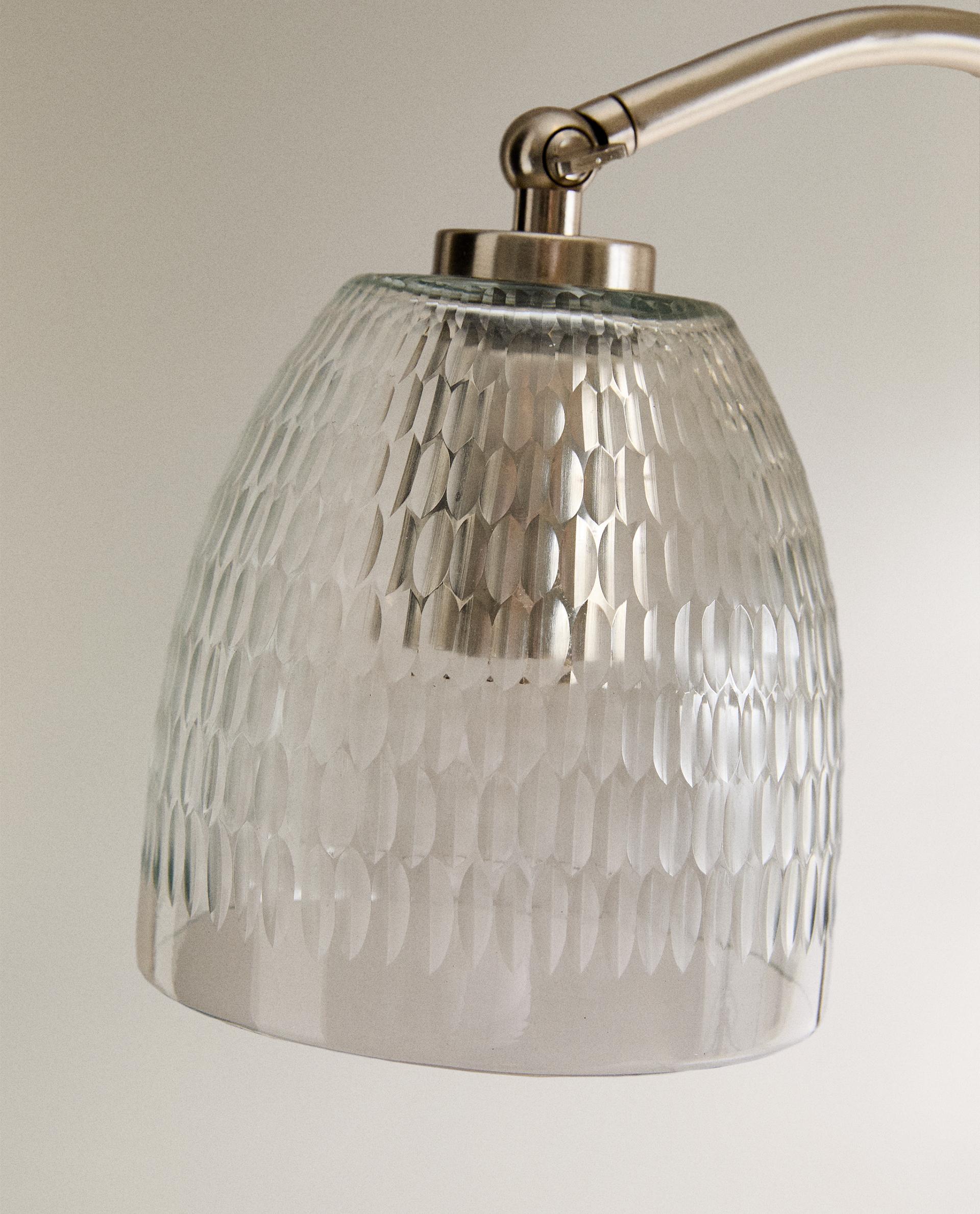 TABLE LAMP WITH MARBLE BASE AND GLASS SHADE