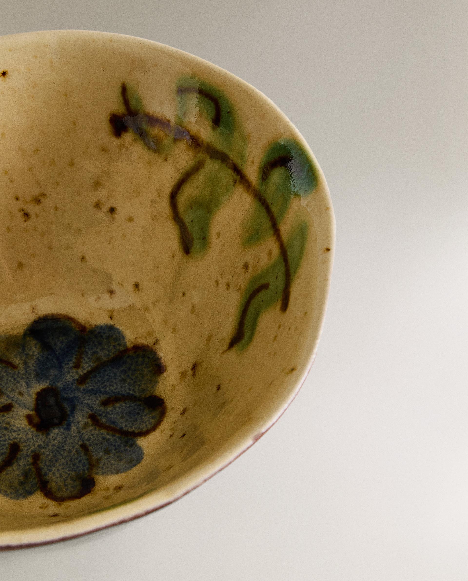 FLORAL EARTHENWARE BOWL