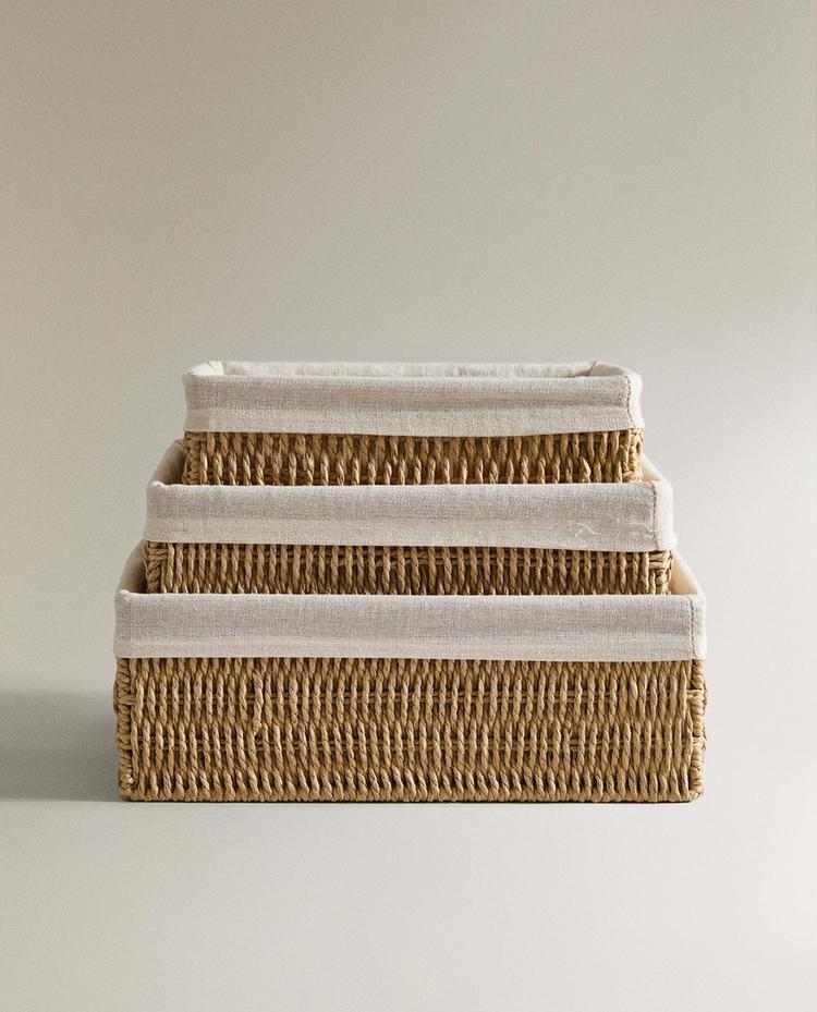 CESTA RETTANGOLARE FODERA IN COTONE