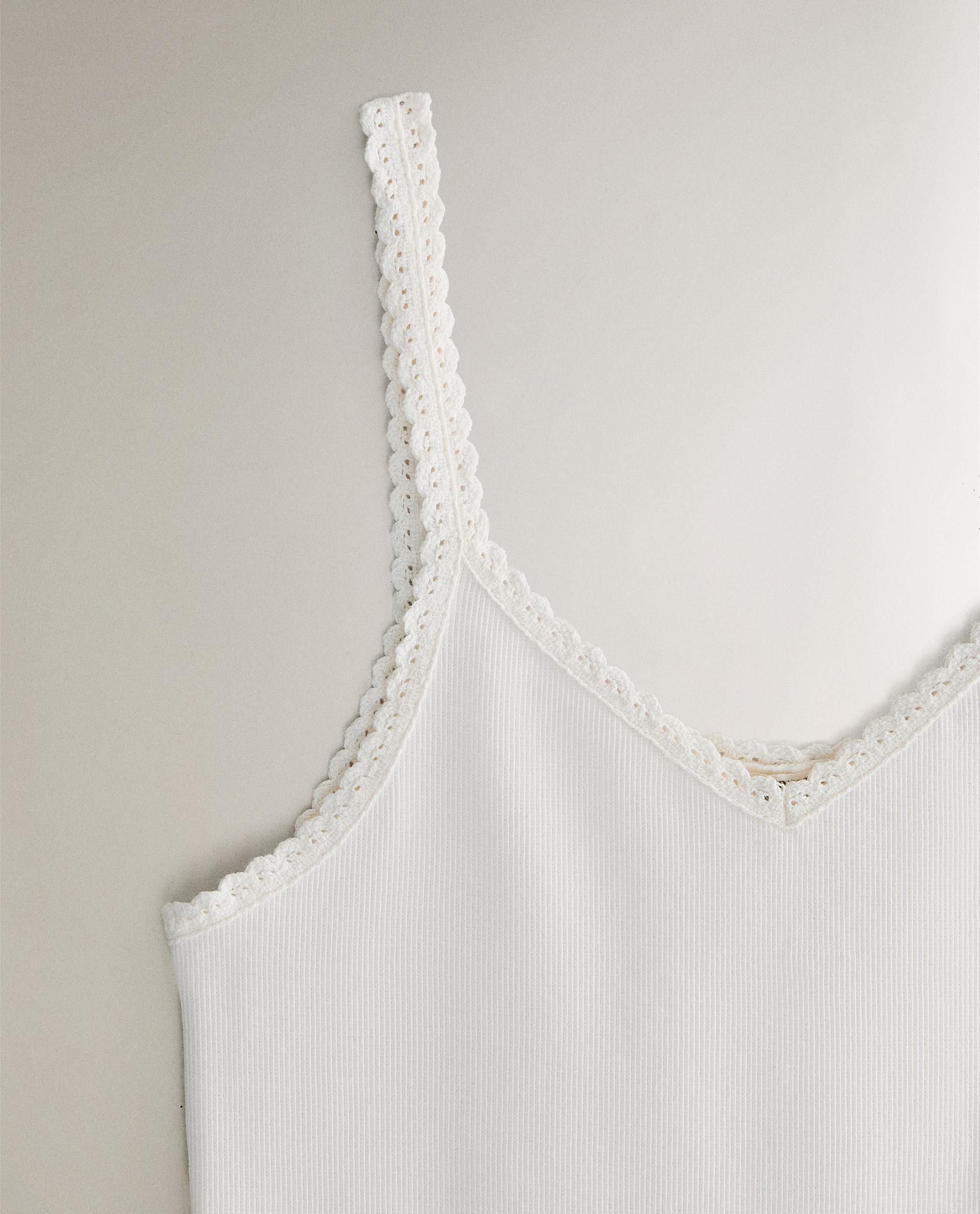 リガチャー Zara Lace Sleeve Cris Cross Smocked Top Kids 13/14 White