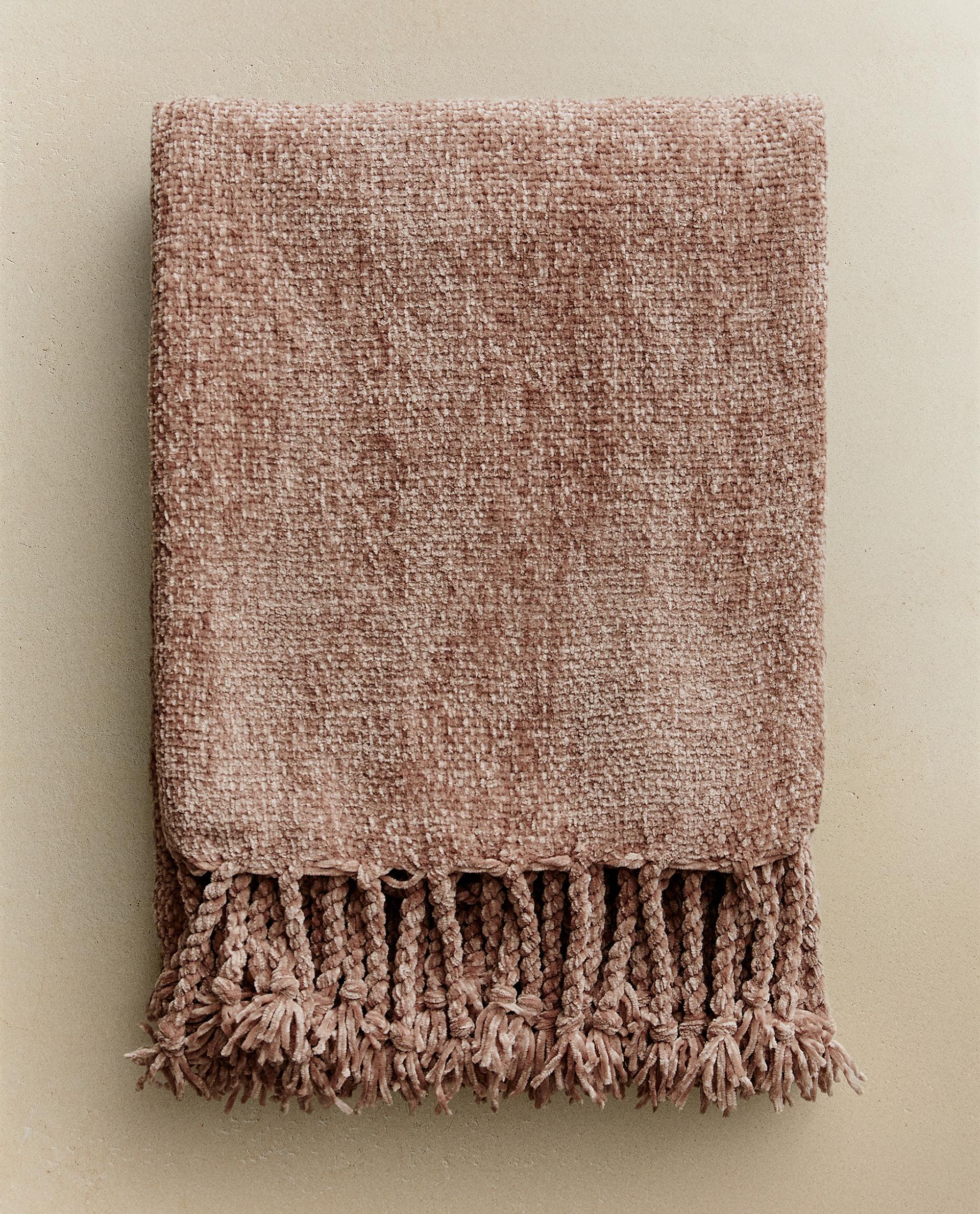 ZARA  フリンジ 付き ブランケット ホワイト ブラウン ザラホーム リネンフリンジ ブランケット | Zara Home 日本/Japan