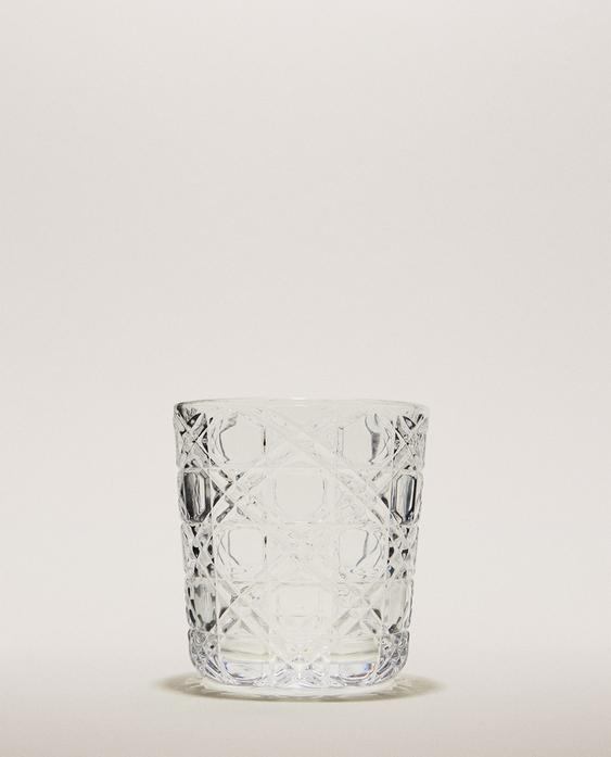 RAISED DESIGN GLASS TUMBLER