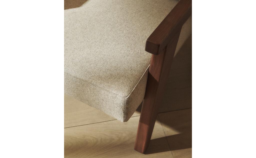 ZARA HOME BY BLASCO UPHOLSTERED WALNUT ARMCHAIR