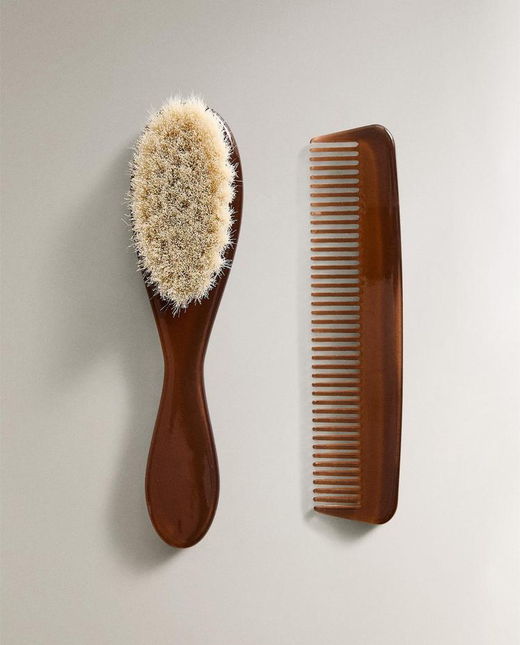 ACETATE BABY BRUSH AND COMB SET