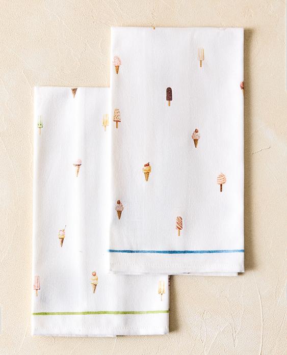 CONJUNTO DE PANOS DE PRATO DE ALGODÃO COM SORVETES (CONJUNTO DE 2) CONJUNTO DE PANOS DE PRATO DE ALGODÃO COM SORVETES (CONJUNTO DE 2)