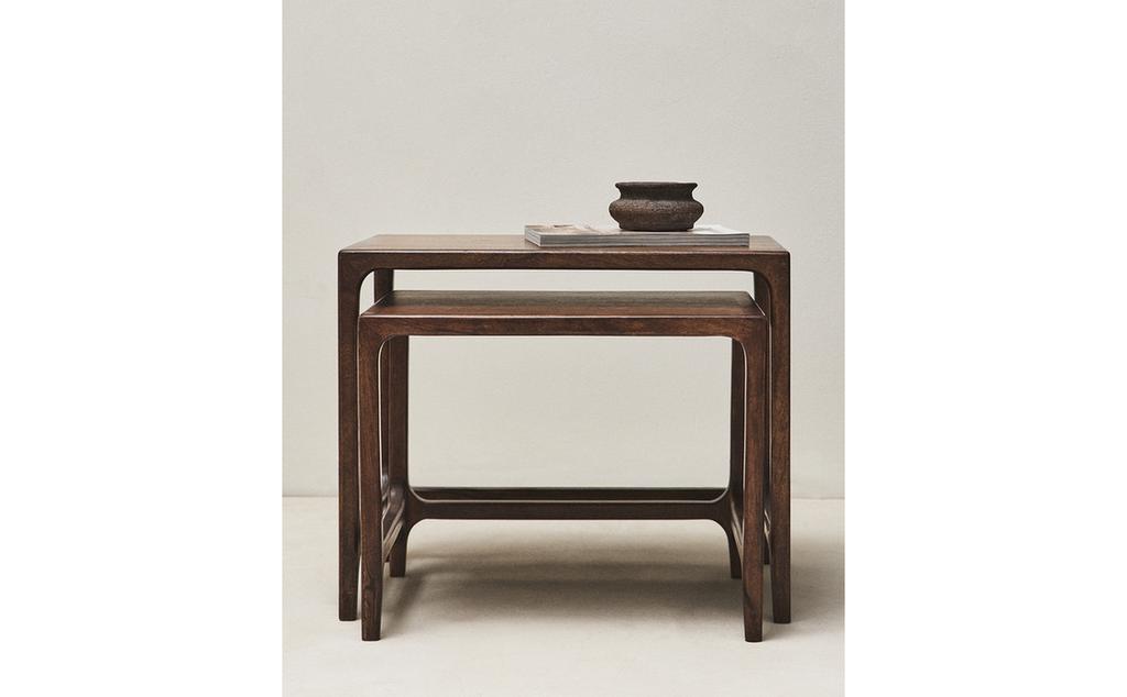 WOODEN NEST OF SIDE TABLES (SET OF 2)