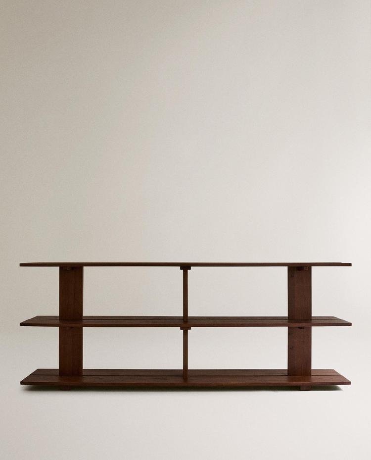 ELM WOOD SHELVING UNIT WITH THREE SHELVES