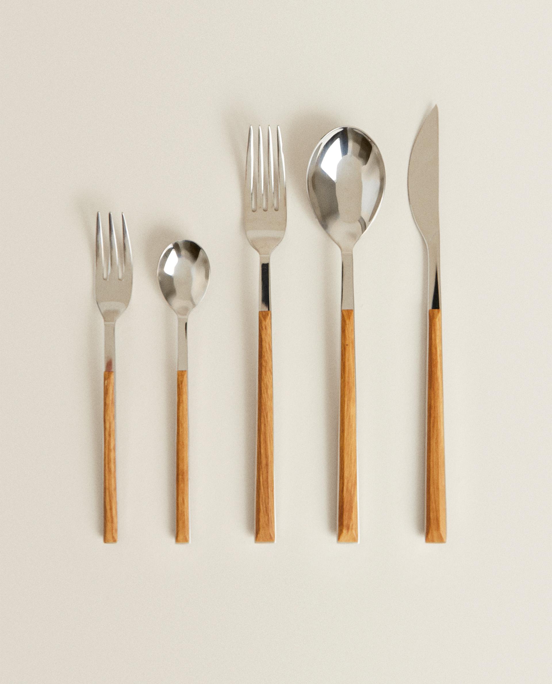 PACK OF DESSERT SPOONS WITH WOOD-EFFECT HANDLES (SET OF 4) product thumbnail 16